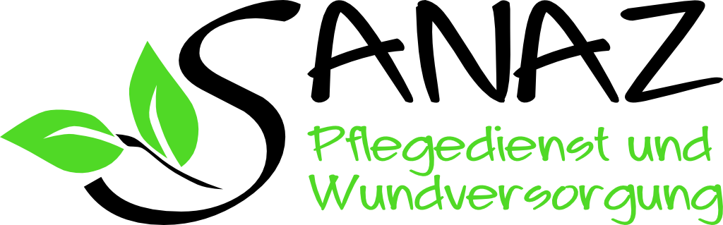 Logo von Sanaz Pflegedienst, zeigt ein stilisiertes Pflege-Symbol